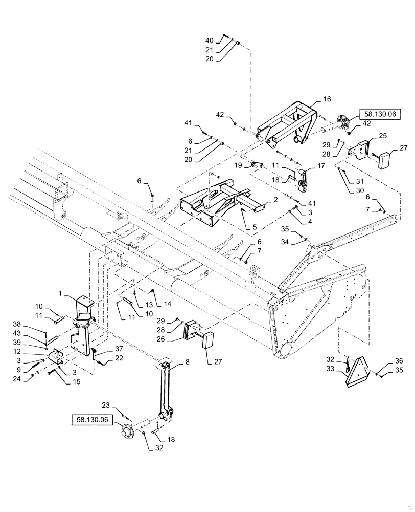 Схема запчастей Case IH 3152 - (58.130.05[01]) - HEADER TRANSPORT, REAR (58) - ATTACHMENTS/HEADERS