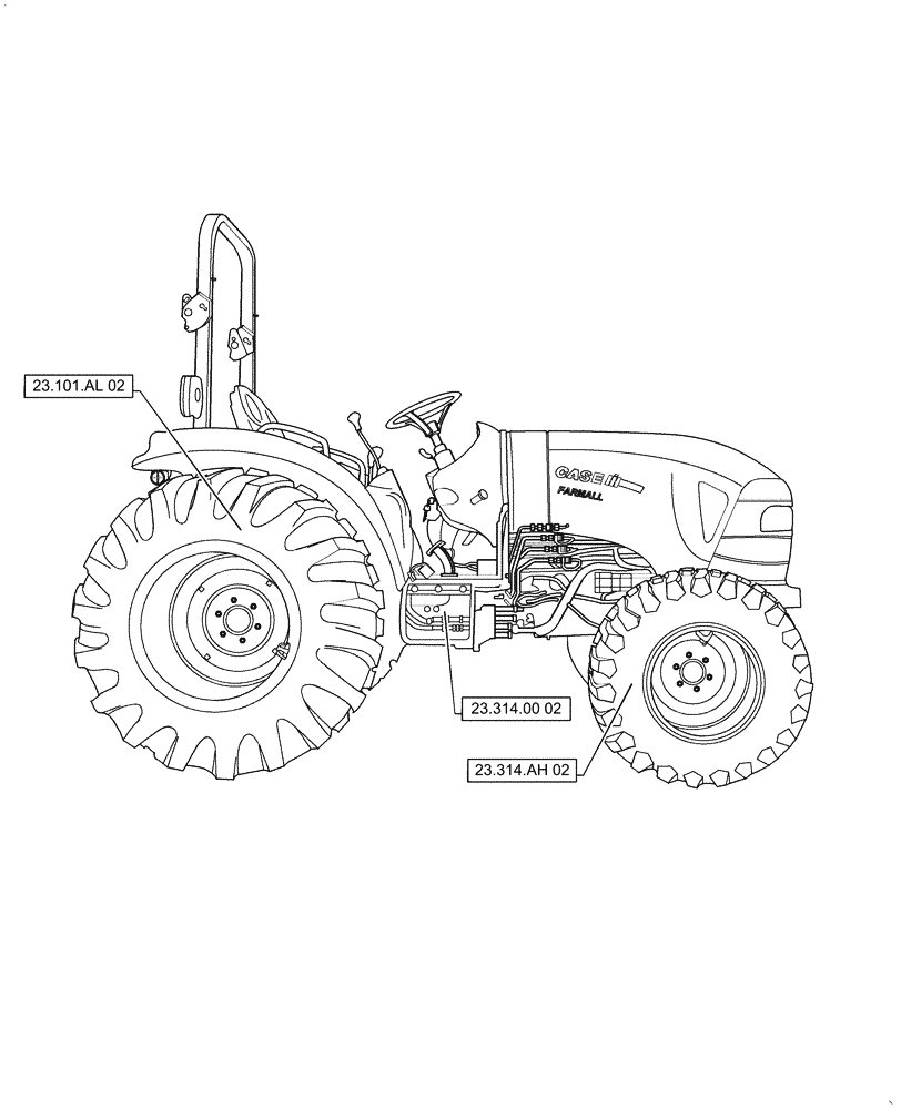 Схема запчастей Case IH FARMALL 50C - (23.000.00[02]) - SECTION INDEX - 4WD LINES, FARMALL 40C, 50C (23) - FOUR WHEEL DRIVE SYSTEM