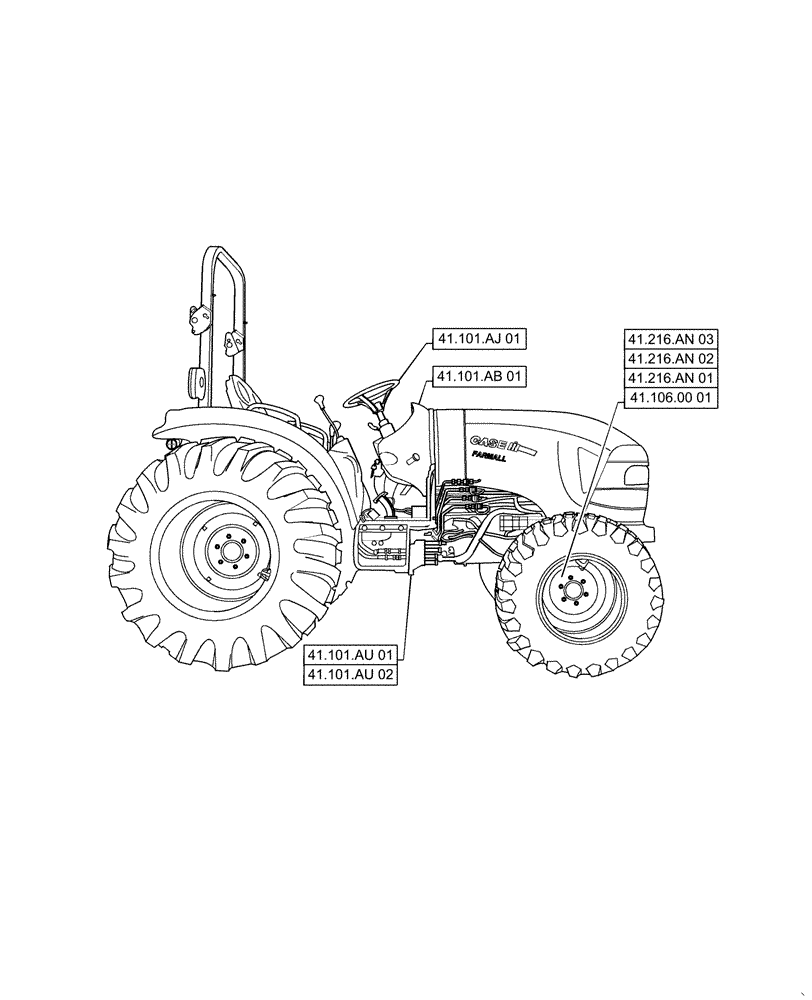 Схема запчастей Case IH FARMALL 30C - (41.000.00[01]) - SECTION INDEX - STEERING LINE, FARMALL 30C, 35C (41) - STEERING