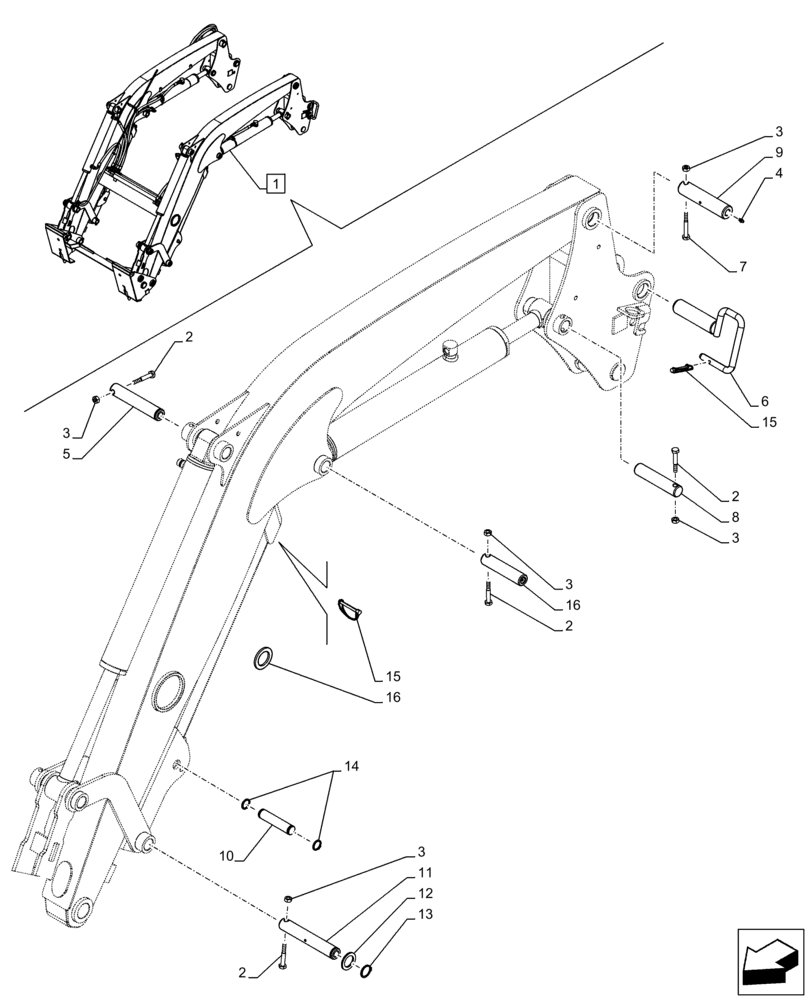 Схема запчастей Case IH FARMALL 95C - (82.100.BG[03]) - VAR - 334490, 336490, 336740, , 336741, 336742, 336743 - LOADER ARM, PIN (82) - FRONT LOADER & BUCKET