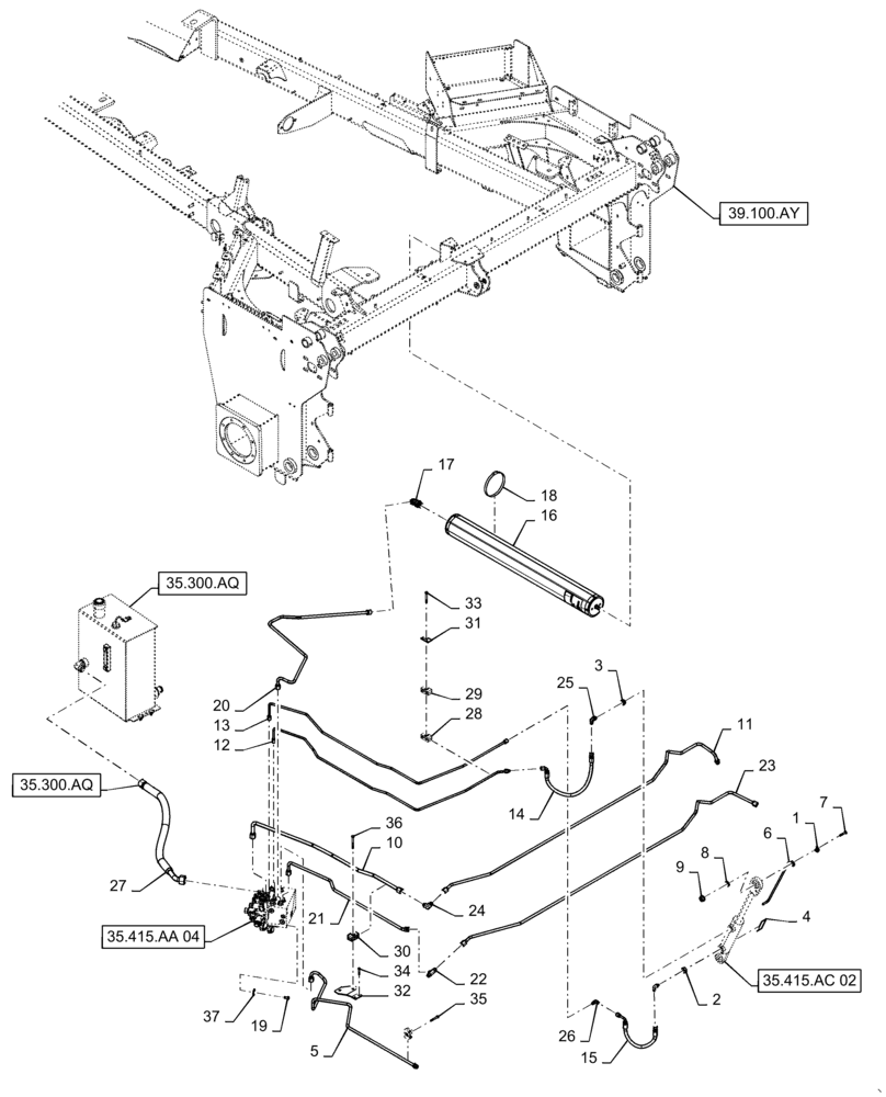 Схема запчастей Case IH WD1504 - (35.415.AD[02]) - HYDRAULIC TILT, NON-DRAPER (35) - HYDRAULIC SYSTEMS