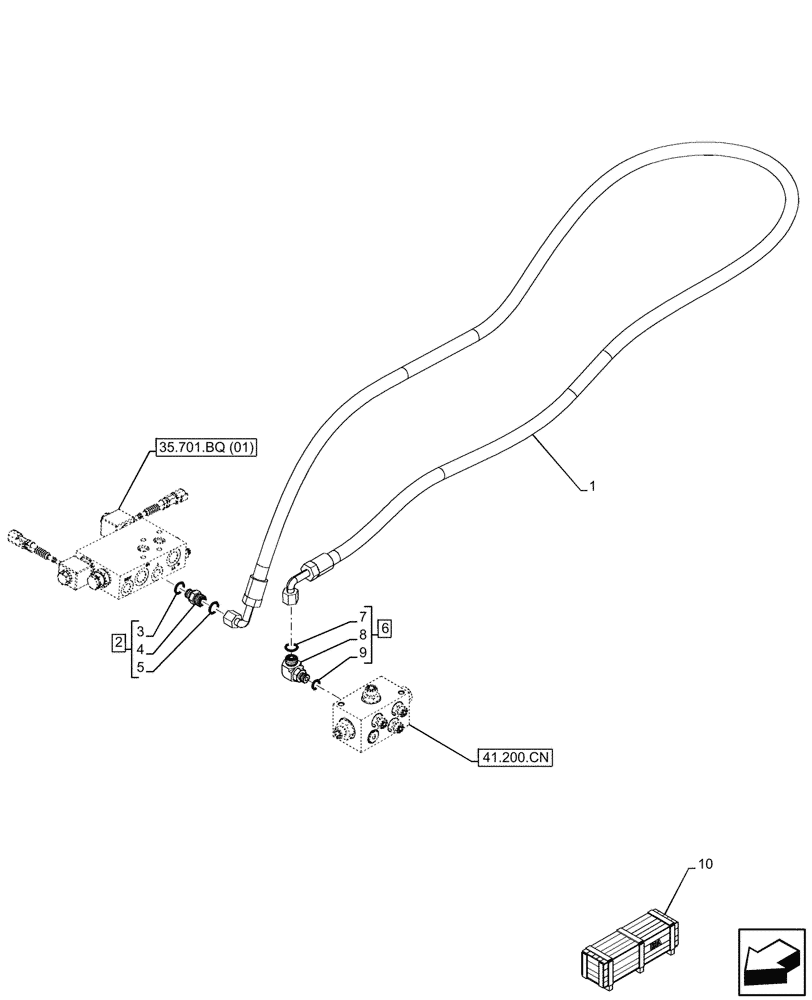 Схема запчастей Case IH FARMLIFT 935 - (35.701.BR) - VAR - 749298 - RIDE CONTROL, VALVE, HYDRAULIC LINE (35) - HYDRAULIC SYSTEMS