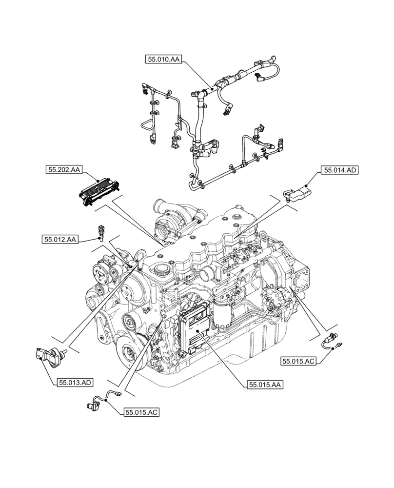 Схема запчастей Case IH F4HE96841 J102 - (55.000.00) - SECTION INDEX - ELECTRICAL SYSTEM, 4088 (55) - ELECTRICAL SYSTEMS