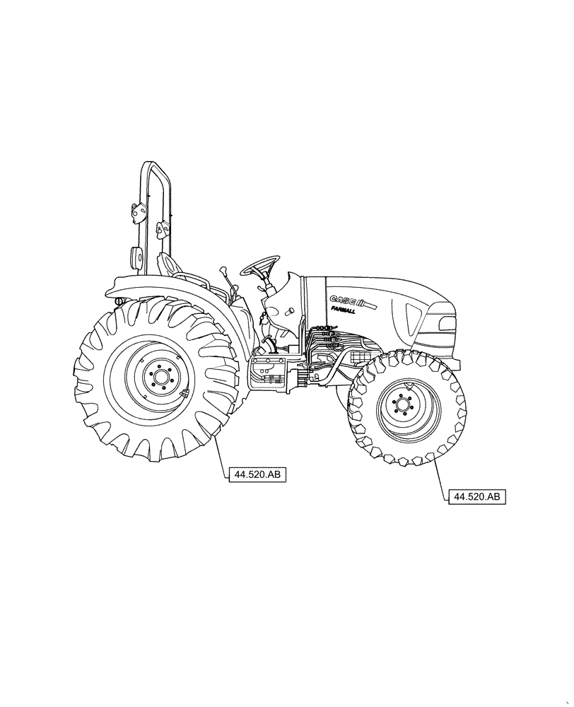 Схема запчастей Case IH FARMALL 50C - (00.000.44) - PICTORIAL INDEX - WHEELS, FARMALL 30C, 35C, 40C, 50C (00) - GENERAL & PICTORIAL INDEX