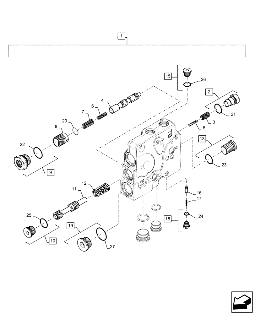 Схема запчастей Case IH MAGNUM 290 - (33.220.AM[01]) - TRAILER BRAKE VALVE, PRIORITY VALVE, CVT (33) - BRAKES & CONTROLS