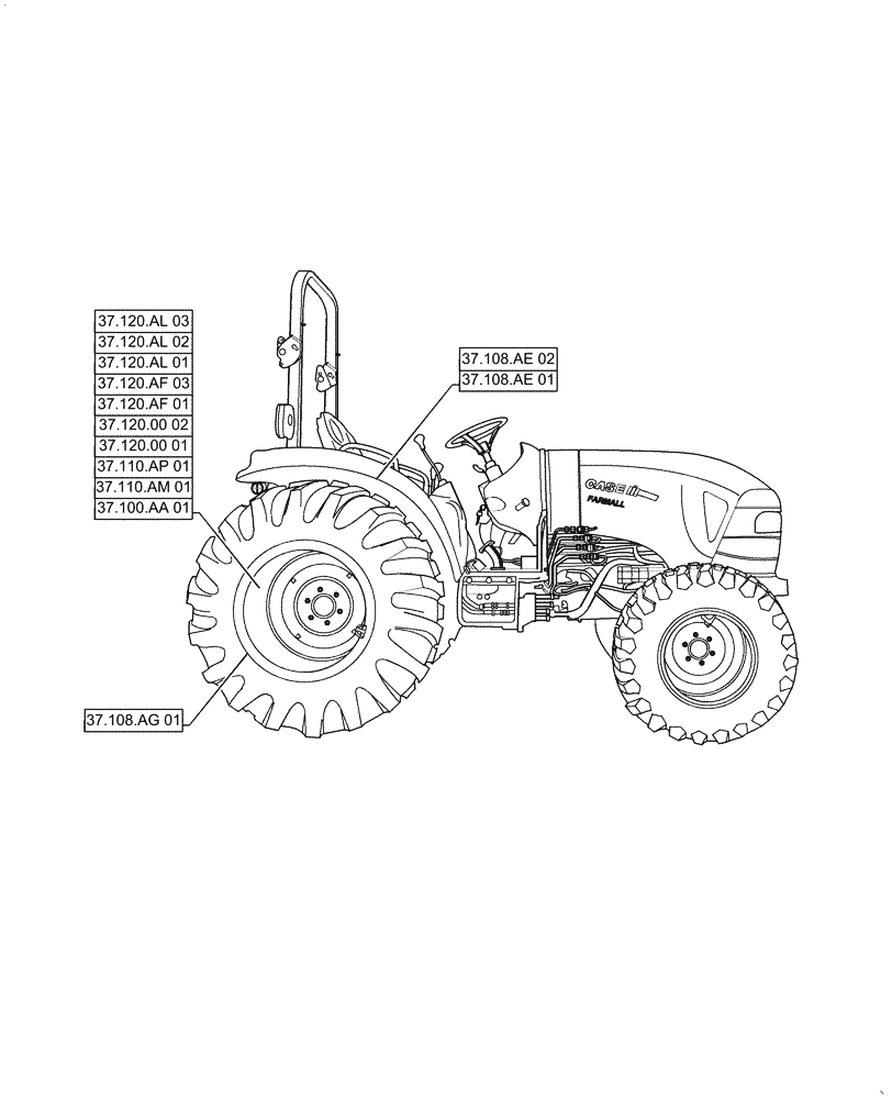 Схема запчастей Case IH FARMALL 30C - (00.000.37[01]) - PICTORIAL INDEX - TOWING HOOK AND BALLASTING, FARMALL 30C, 35C (00) - GENERAL & PICTORIAL INDEX