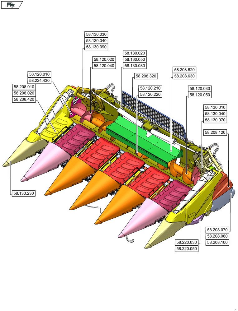 Схема запчастей Case IH 4412F-30 - (58.000.00[10]) - SECTION INDEX - ATTACHMENTS/HEADERS (58) - ATTACHMENTS/HEADERS