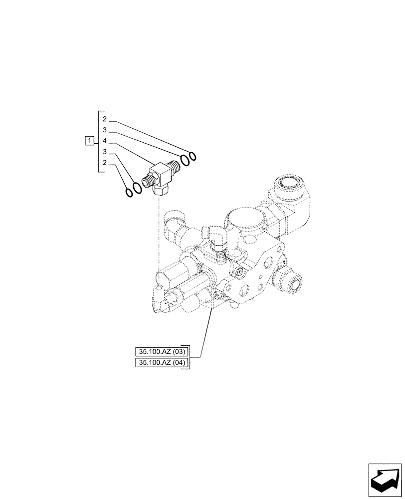 Схема запчастей Case IH PUMA 165 CVT - (35.100.BA[02]) - VAR - 758064, 758065, 758066 - PRIORITY VALVE, LINE (35) - HYDRAULIC SYSTEMS