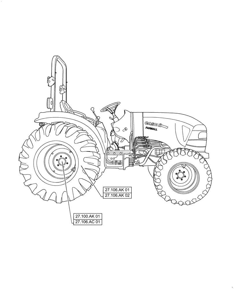 Схема запчастей Case IH FARMALL 35C - (00.000.27[01]) - PICTORIAL INDEX - REAR DRIVE AXLE, FARMALL 30C, 35C (00) - GENERAL & PICTORIAL INDEX