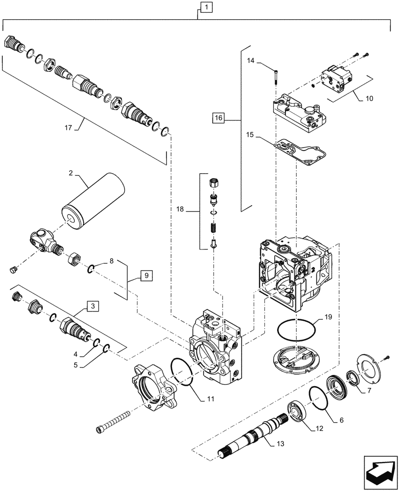 Схема запчастей Case IH PATRIOT 3340 - (29.100.AC[03]) - RH HYDROSTATIC PUMP BREAKDOWN (29) - HYDROSTATIC DRIVE