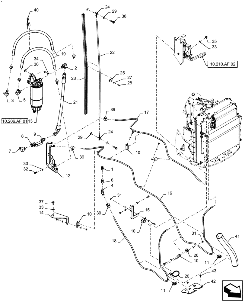 Схема запчастей Case IH QUADTRAC 580 - (10.210.AF[01]) - FUEL LINE (10) - ENGINE