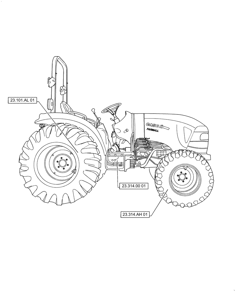 Схема запчастей Case IH FARMALL 35C - (00.000.23[01]) - PICTORIAL INDEX - 4WD LINES, FARMALL 30C, 35C (00) - GENERAL & PICTORIAL INDEX