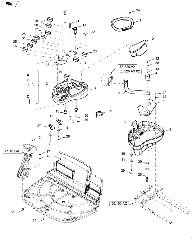 Схема запчастей Case IH WD2304 - (55.512.BG) - CONSOLE, RH, CONTROL (55) - ELECTRICAL SYSTEMS