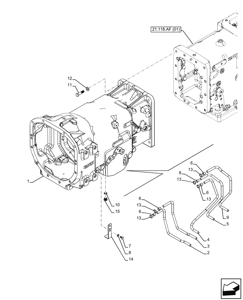 Схема запчастей Case IH FARMALL 115C - (21.120.AB[03]) - VAR - 391069 - GEARBOX, HI-LO, W/O CAB (21) - TRANSMISSION