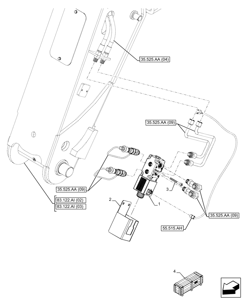 Схема запчастей Case IH FARMLIFT 632 - (35.525.AI[01]) - VAR - 749494 - AUXILIARY HYDRAULIC, VALVE (35) - HYDRAULIC SYSTEMS