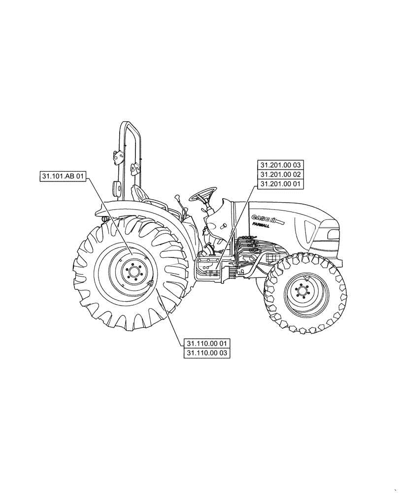 Схема запчастей Case IH FARMALL 35C - (00.000.31[01]) - PICTORIAL INDEX - IMPLEMENT POWER TAKE-OFF, FARMALL 30C, 35C (00) - GENERAL & PICTORIAL INDEX