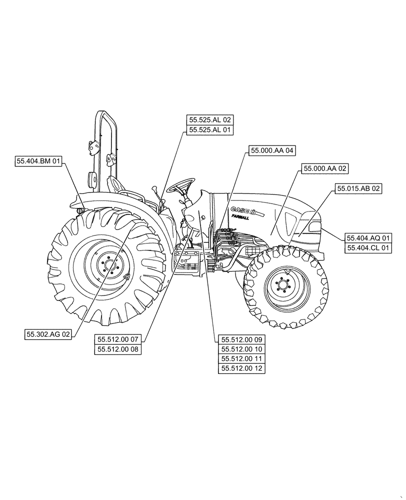 Схема запчастей Case IH FARMALL 50C - (00.000.55[02]) - PICTORIAL INDEX - ELECTRICAL SYSTEMS, FARMALL 40C, 50C (00) - GENERAL & PICTORIAL INDEX