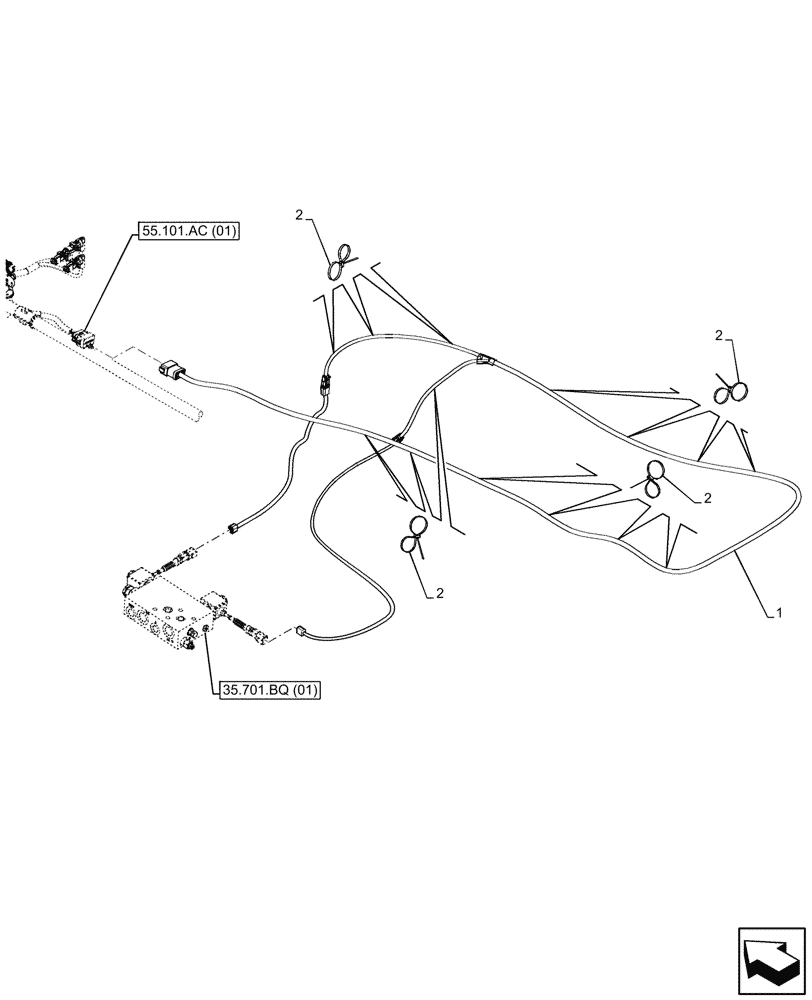 Схема запчастей Case IH FARMLIFT 635 - (55.526.AG) - VAR - 749298 - RIDE CONTROL, HARNESS (55) - ELECTRICAL SYSTEMS