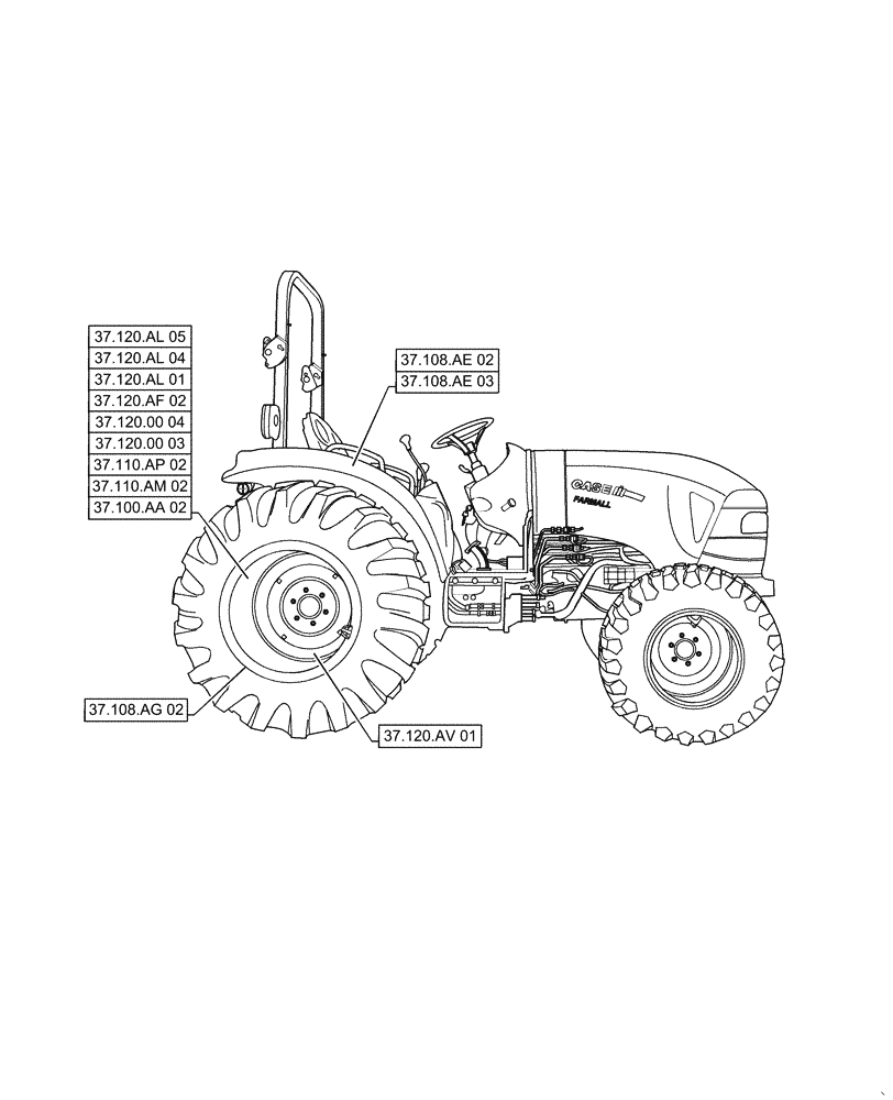 Схема запчастей Case IH FARMALL 50C - (37.000.00[02]) - SECTION INDEX - TOWING HOOK AND BALLASTING, FARMALL 40C, 50C (37) - HITCHES, DRAWBARS & IMPLEMENT COUPLINGS