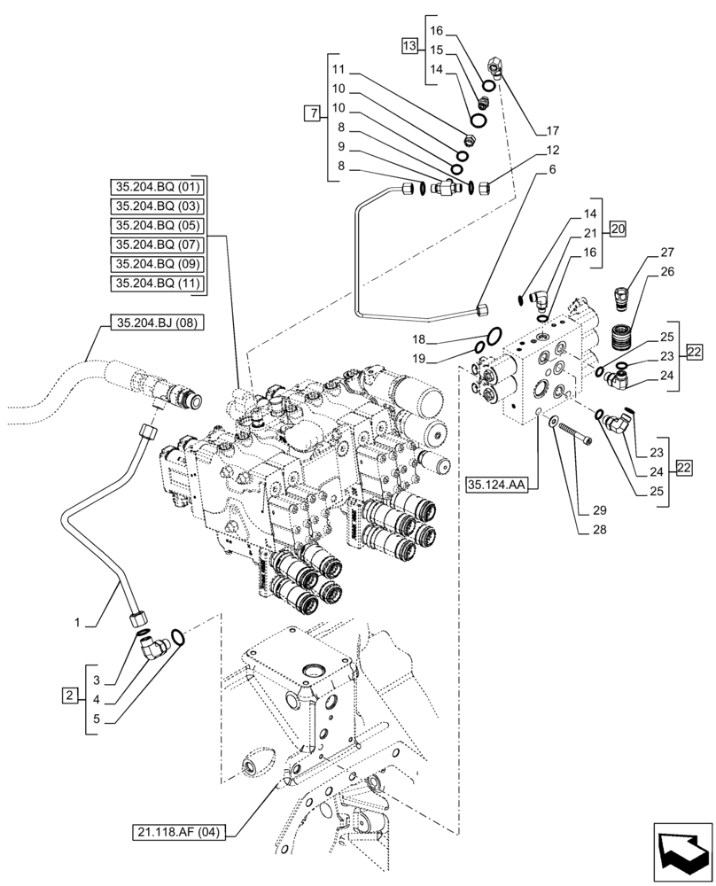Схема запчастей Case IH PUMA 220 CVT - (35.124.AB[02]) - VAR - 758072, 758077, 758082 - SOLENOID VALVE, LINE (35) - HYDRAULIC SYSTEMS