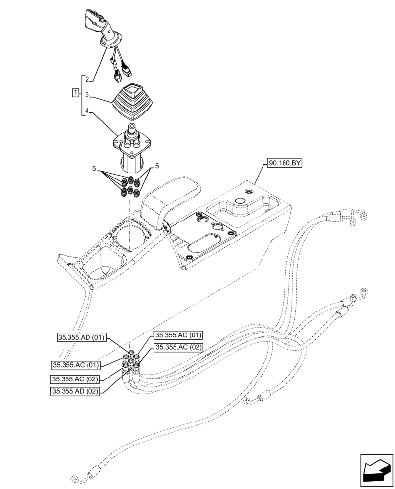 Схема запчастей Case IH FARMLIFT 632 - (35.355.AK) - JOYSTICK (35) - HYDRAULIC SYSTEMS