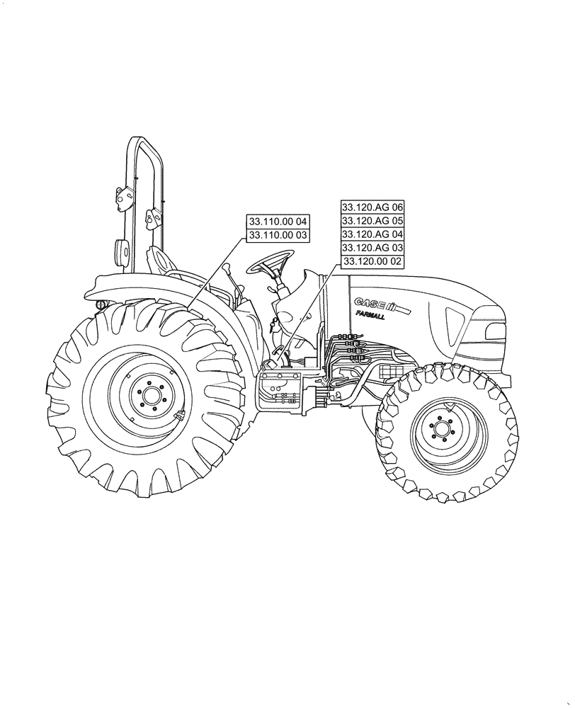Схема запчастей Case IH FARMALL 50C - (00.000.33[02]) - PICTORIAL INDEX - BRAKES & CONTROLS, FARMALL 40C, 50C (00) - GENERAL & PICTORIAL INDEX
