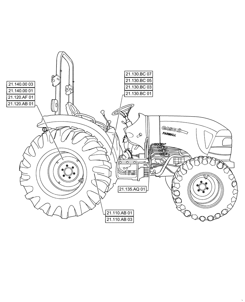 Схема запчастей Case IH FARMALL 35C - (00.000.21[01]) - PICTORIAL INDEX - TRANSMISSION, FARMALL 30C, 35C (00) - GENERAL & PICTORIAL INDEX