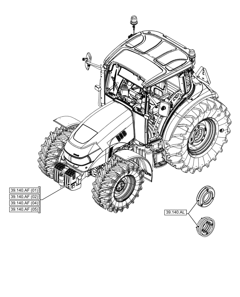 Схема запчастей Case IH FARMALL 85C - (39.000.00) - SECTION INDEX - FRAMES (39) - FRAMES AND BALLASTING