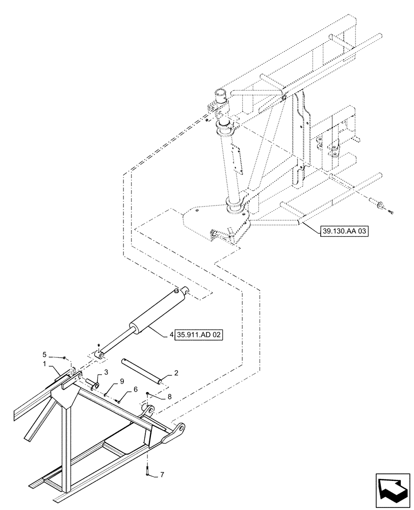 Схема запчастей Case IH PATRIOT 3340 - (39.130.AB[03]) - LH INNER BOOM SECTION, 90/100, BOOM (39) - FRAMES AND BALLASTING