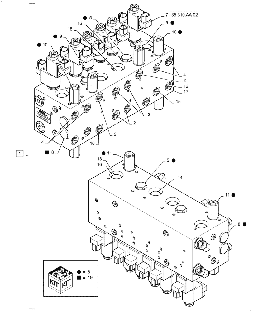 Схема запчастей Case IH PATRIOT 3240 - (35.911.AJ[02]) - 6 BANK CONTROL VALVE (35) - HYDRAULIC SYSTEMS