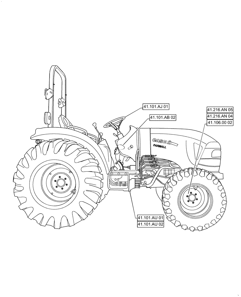 Схема запчастей Case IH FARMALL 50C - (41.000.00[02]) - SECTION INDEX - STEERING LINE, FARMALL 40C, 50C (41) - STEERING