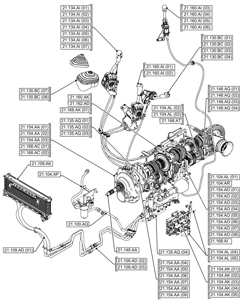 Схема запчастей Case IH FARMALL 115C - (21.000.00[01]) - SECTION INDEX - TRANSMISSION (21) - TRANSMISSION