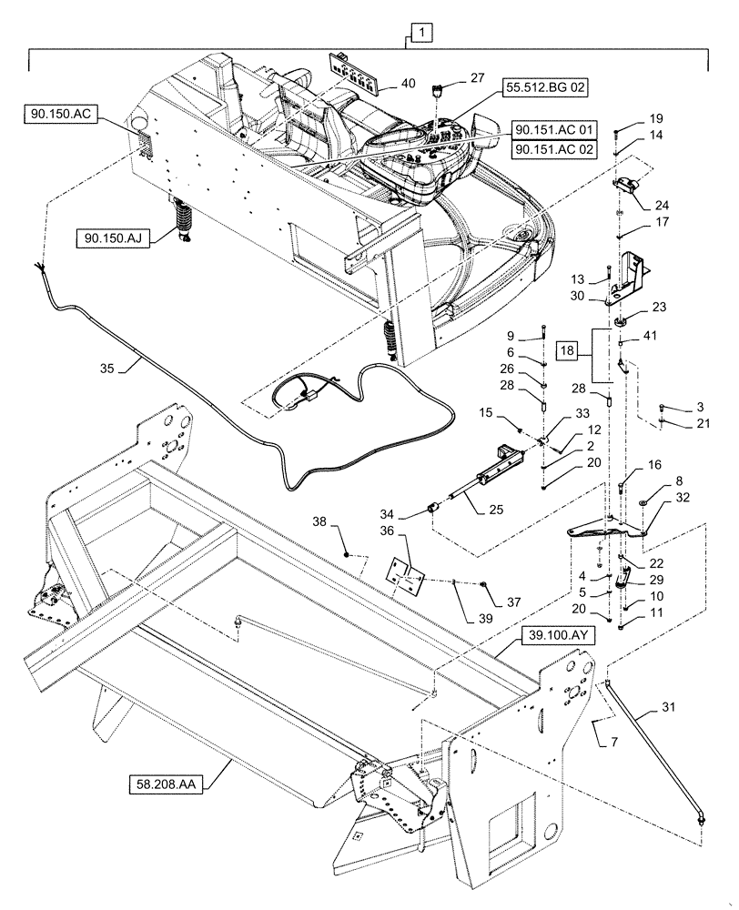Схема запчастей Case IH WD1204 - (88.100.58[02]) - DIA, KIT, IN-CAB ADJUSTABLE WINDROW SHIELD (88) - ACCESSORIES