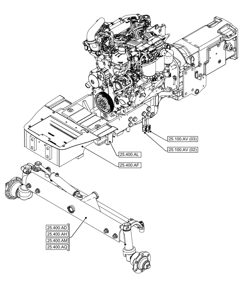 Схема запчастей Case IH FARMALL 85C - (25.000.00[01]) - SECTION INDEX - FRONT MECHANICAL DRIVE (25) - FRONT AXLE SYSTEM