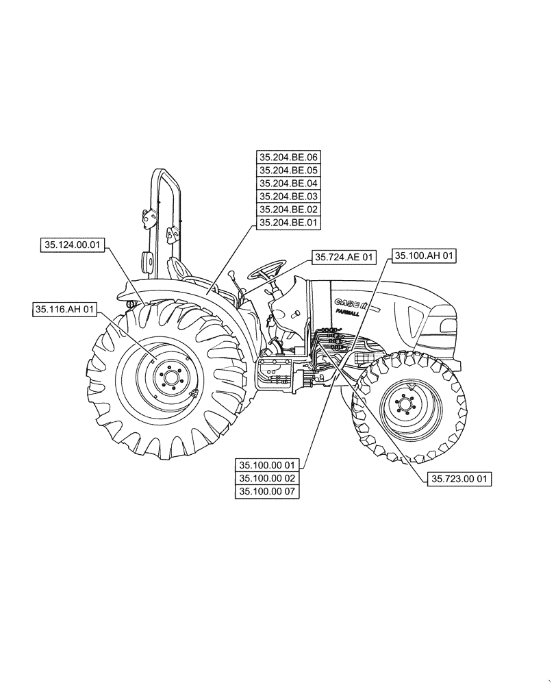 Схема запчастей Case IH FARMALL 35C - (00.000.35[01]) - PICTORIAL INDEX - HYDRAULIC SYSTEMS, FARMALL 30C, 35C (00) - GENERAL & PICTORIAL INDEX