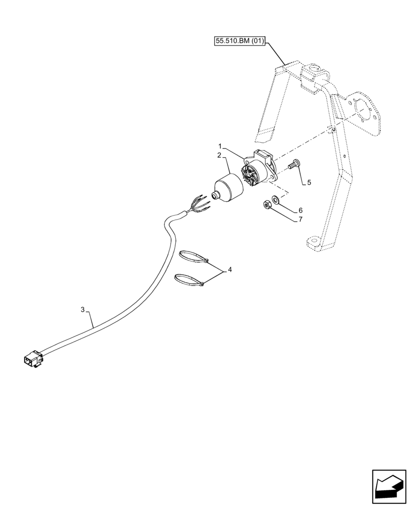 Схема запчастей Case IH FARMALL 105C - (55.510.BM[08]) - POWER SOCKET (55) - ELECTRICAL SYSTEMS