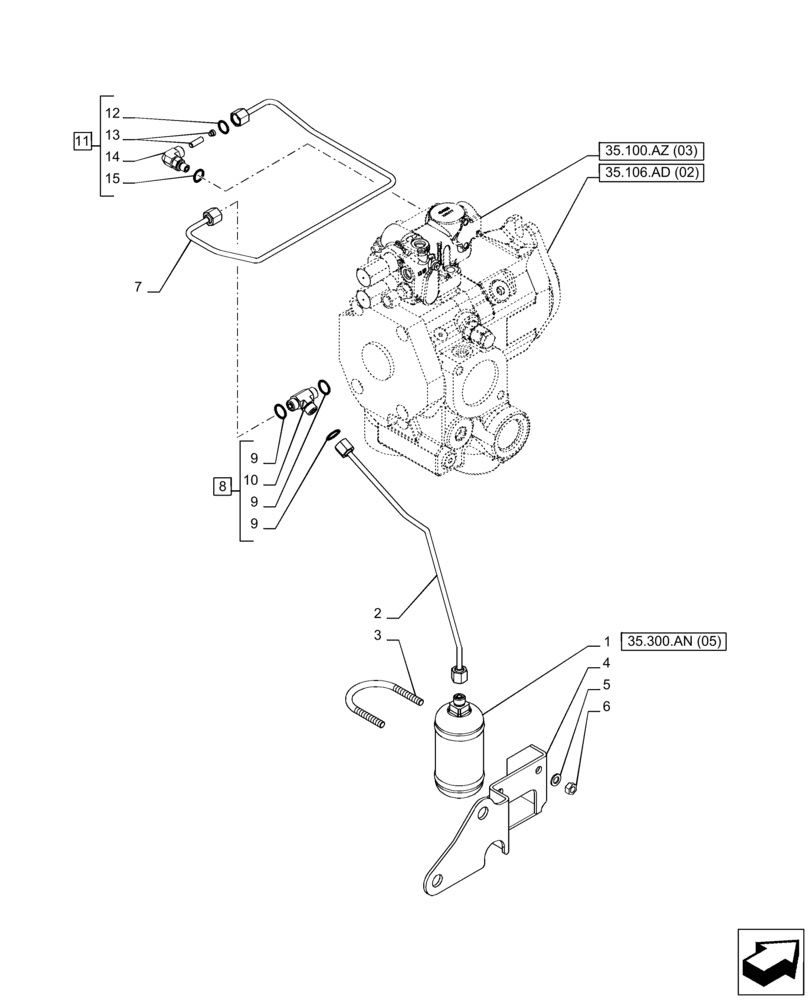 Схема запчастей Case IH PUMA 165 CVT - (35.300.AN[06]) - VAR - 391158, 758052, 758053 - OIL FILTER, PRIORITY VALVE, CVT (35) - HYDRAULIC SYSTEMS