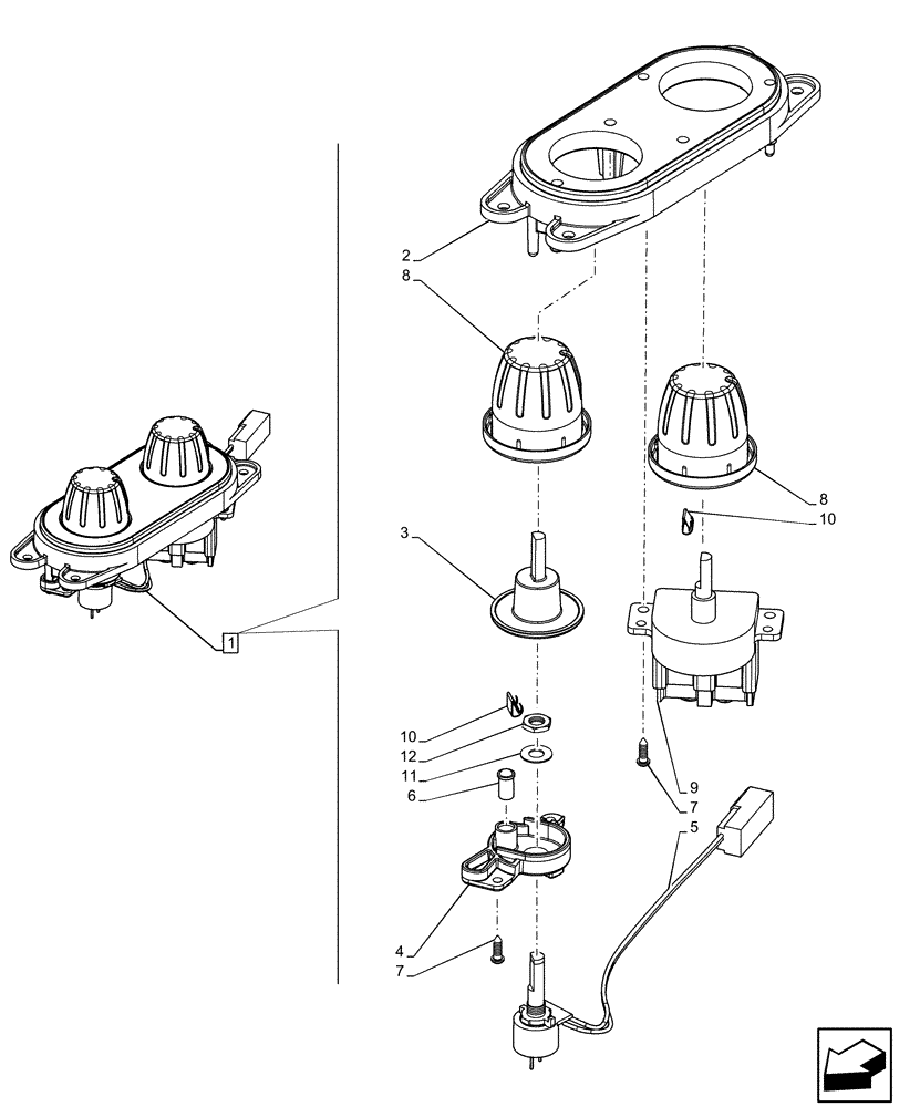 Схема запчастей Case IH FARMLIFT 632 - (55.051.AB[02]) - VAR - 702002 - HEATER, SWITCH COMPONENTS (55) - ELECTRICAL SYSTEMS