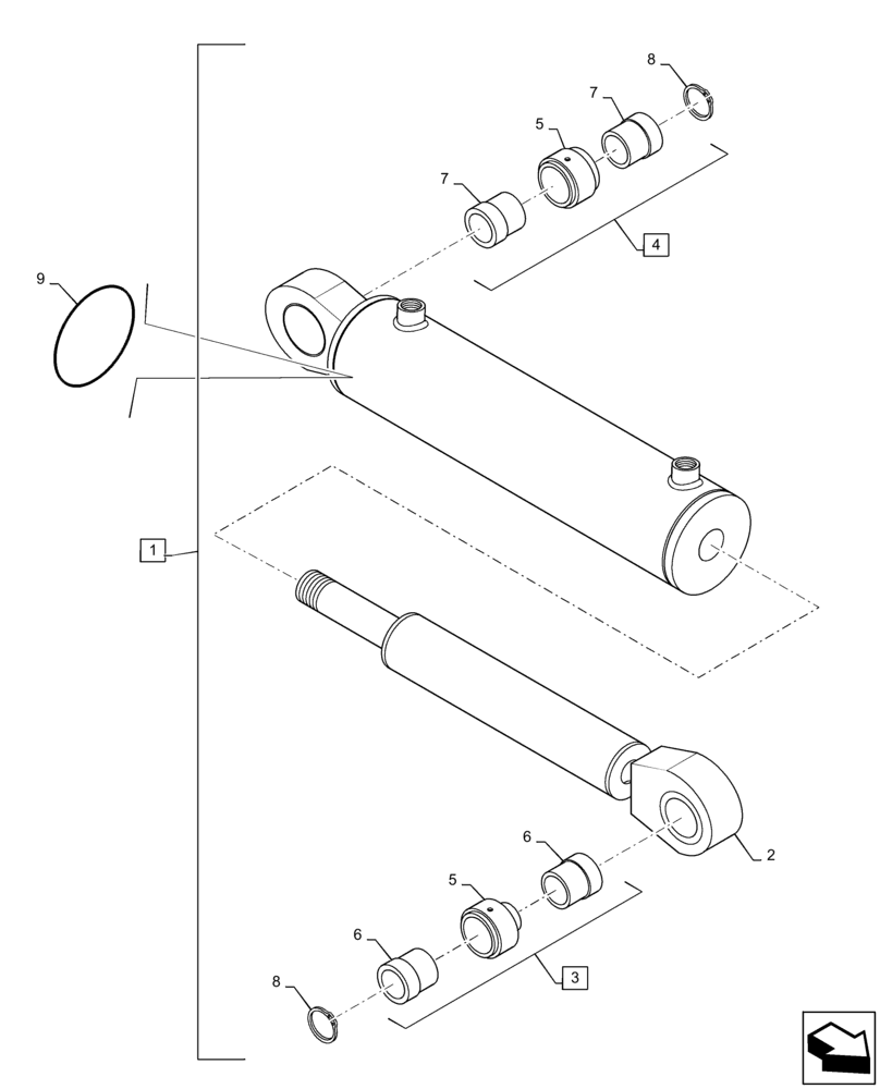 Схема запчастей Case IH PATRIOT 3240 - (35.911.AB[01]) - BOOM PIVOT, INNER BOOM, FOLD CYLINDER, FRONT, 90/100 (35) - HYDRAULIC SYSTEMS