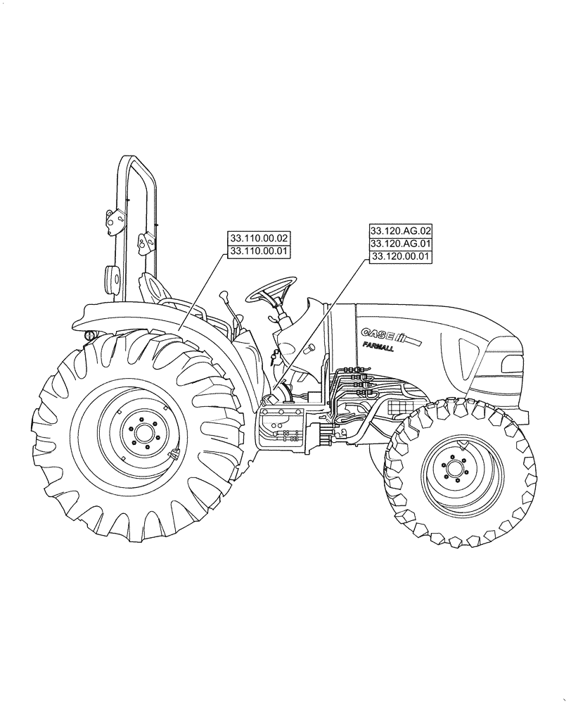 Схема запчастей Case IH FARMALL 35C - (00.000.33[01]) - PICTORIAL INDEX - BRAKES & CONTROLS, FARMALL 30C, 35C (00) - GENERAL & PICTORIAL INDEX