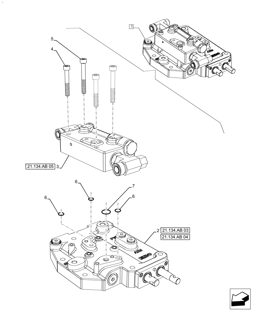 Схема запчастей Case IH FARMALL 120A - (21.134.AB[02]) - VAR - 330059, 330061 - , POWERSHUTTLE, VALVE (21) - TRANSMISSION
