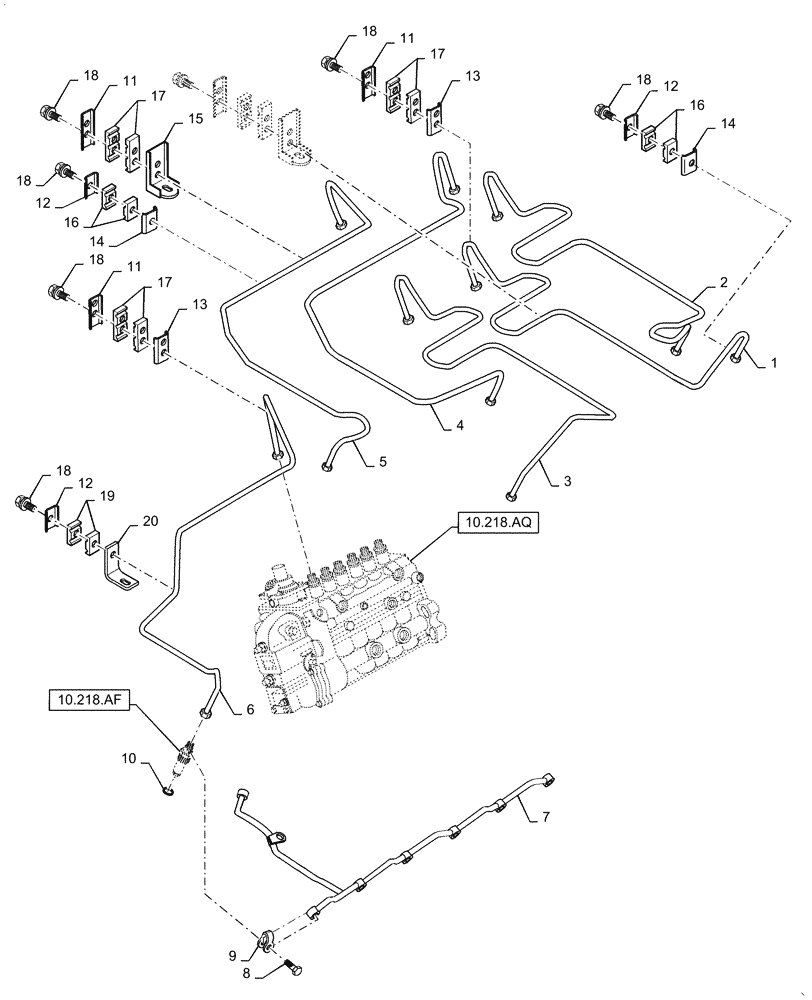 Схема запчастей Case IH RP135 - (10.218.AE[01]) - FUEL INJECTION SYSTEM, RP135 (10) - ENGINE