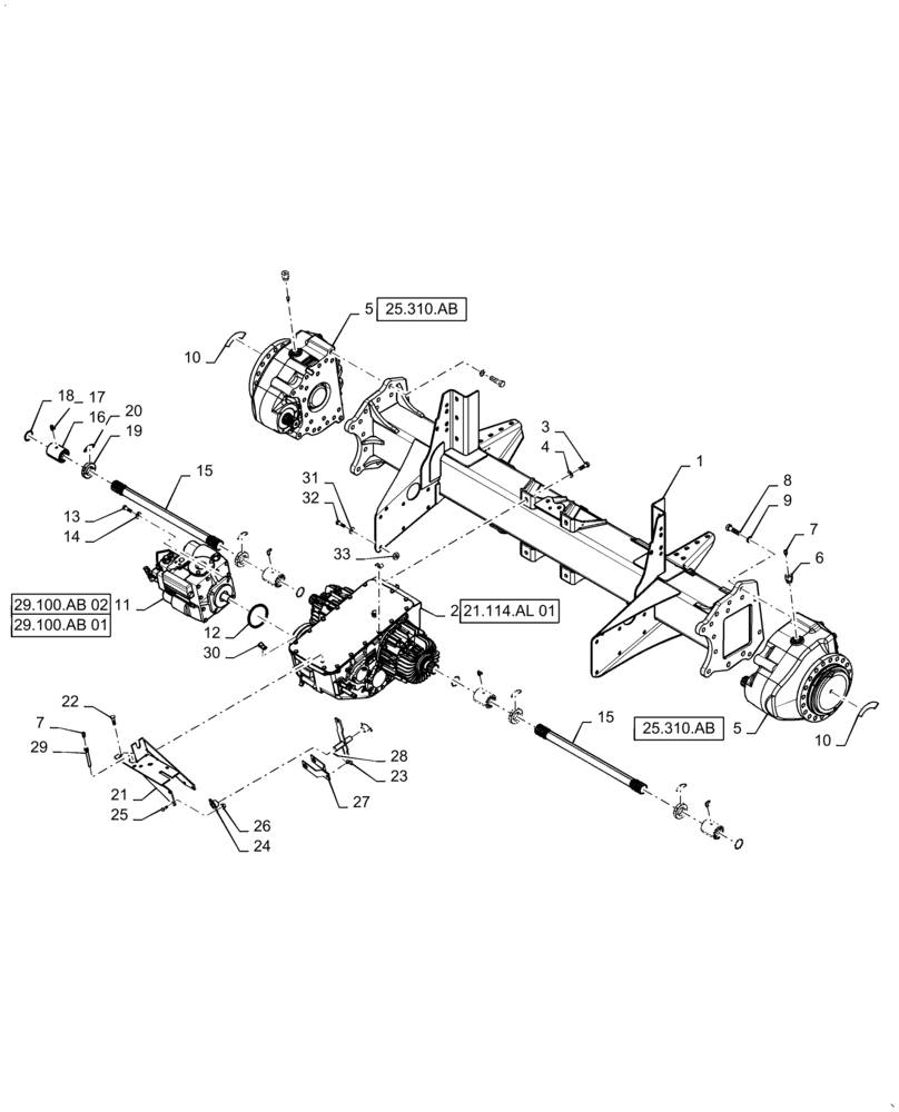 Схема запчастей Case IH 6130 - (25.100.AA) - AXLE ASSY - DRIVE (25) - FRONT AXLE SYSTEM