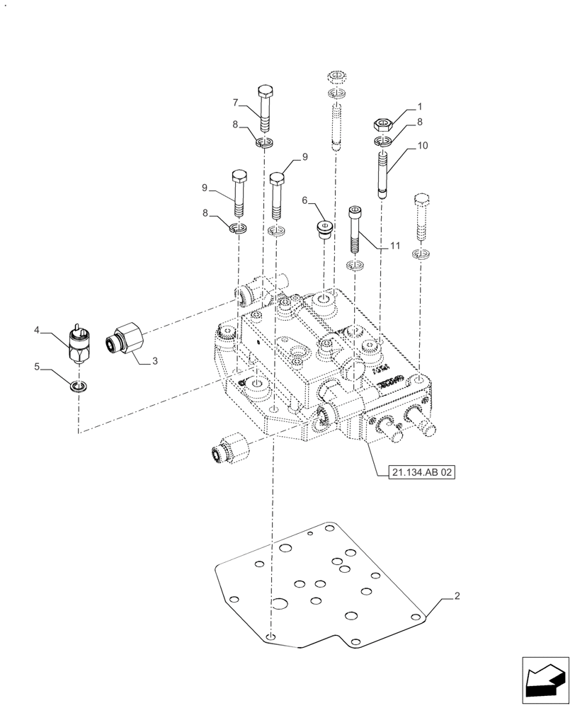 Схема запчастей Case IH FARMALL 120A - (21.134.AB[01]) - VAR - 330059, 330061 - POWERSHUTTLE, VALVE (21) - TRANSMISSION