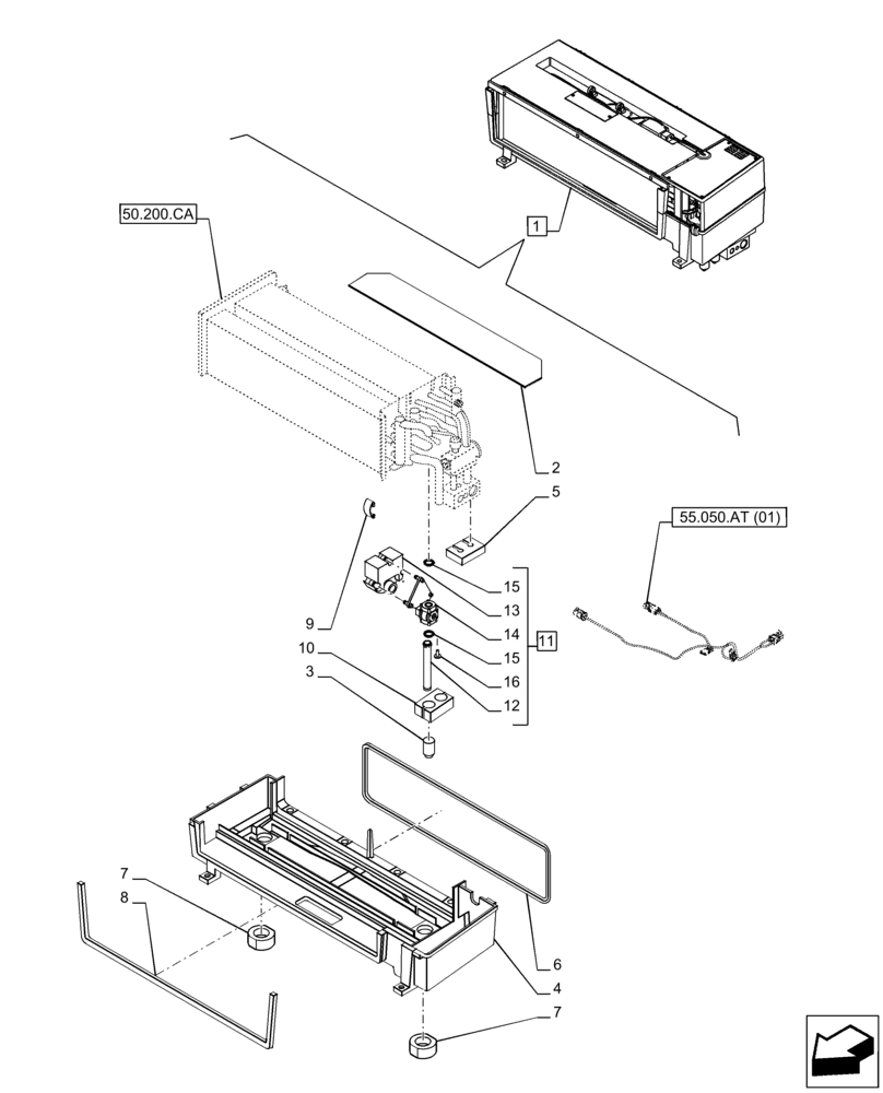 Схема запчастей Case IH PUMA 165 CVT - (50.100.AP[03]) - VAR - 391176, 758255, 758257 - AIR CONDITIONER, COMPONENTS (50) - CAB CLIMATE CONTROL