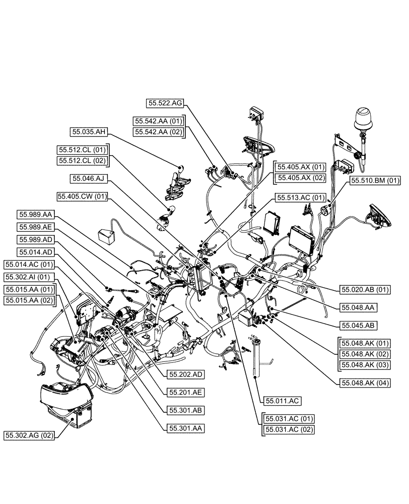 Схема запчастей Case IH FARMALL 115C - (55.000.00[02]) - SECTION INDEX - ELECTRICAL SYSTEM (55) - ELECTRICAL SYSTEMS