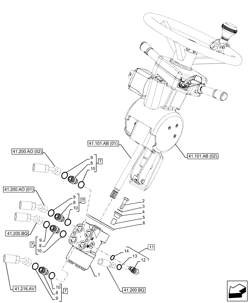 Схема запчастей Case IH FARMLIFT 635 - (41.200.CH) - STEERING, PILOT VALVE (41) - STEERING