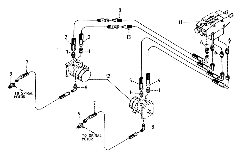 Схема запчастей Case IH 7700 - (B05[95A]) - HYDRAULIC CIRCUIT {SIDETRIM KNIVES} Hydraulic Components & Circuits