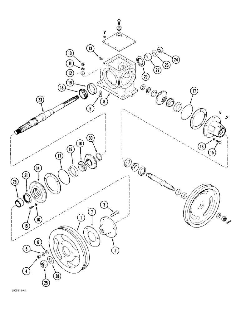Схема запчастей Case IH 1670 - (9F-10) - STRAW CHOPPER GEAR HOUSING (19) - STRAW SPREADER & CHOPPER