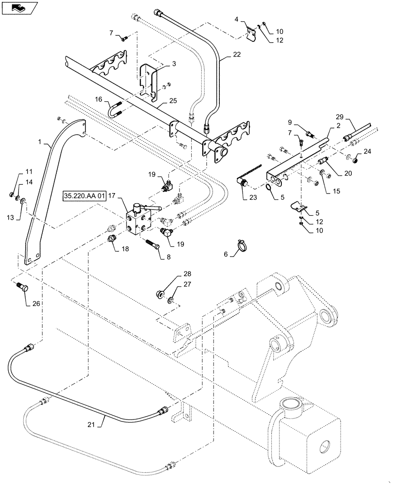 Схема запчастей Case IH 1225 - (35.944.AC[07]) - AUX HYDRAULIC (35) - HYDRAULIC SYSTEMS